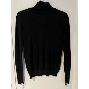 ee:some Sweater Womens Small Black Turtleneck Pearl Detail Sleeves Ribbed‎